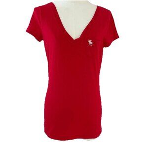 Vintage Y2K ABERCROMBIE & FITCH V-Neck Logo Tee Sz M Retro Twilight Gilmore Girl